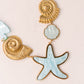 Olive Enamel Starfish Necklace In Blue