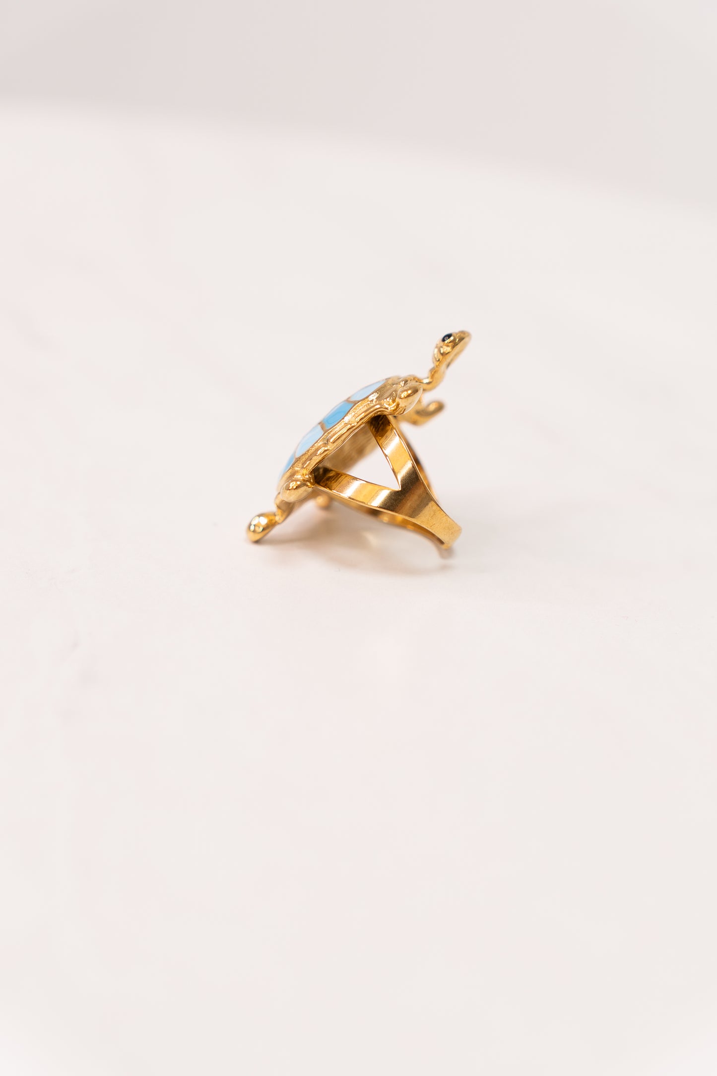 Olive Turtle Ring In Turquoise