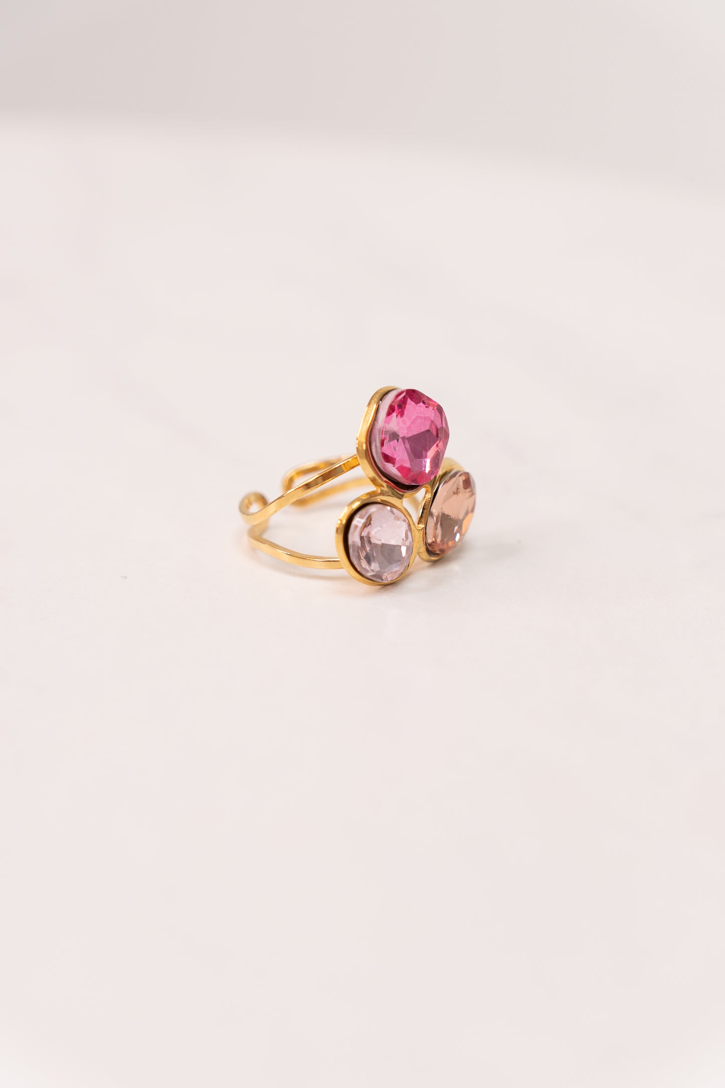 Olive Gemstone Ring In Pink Mix