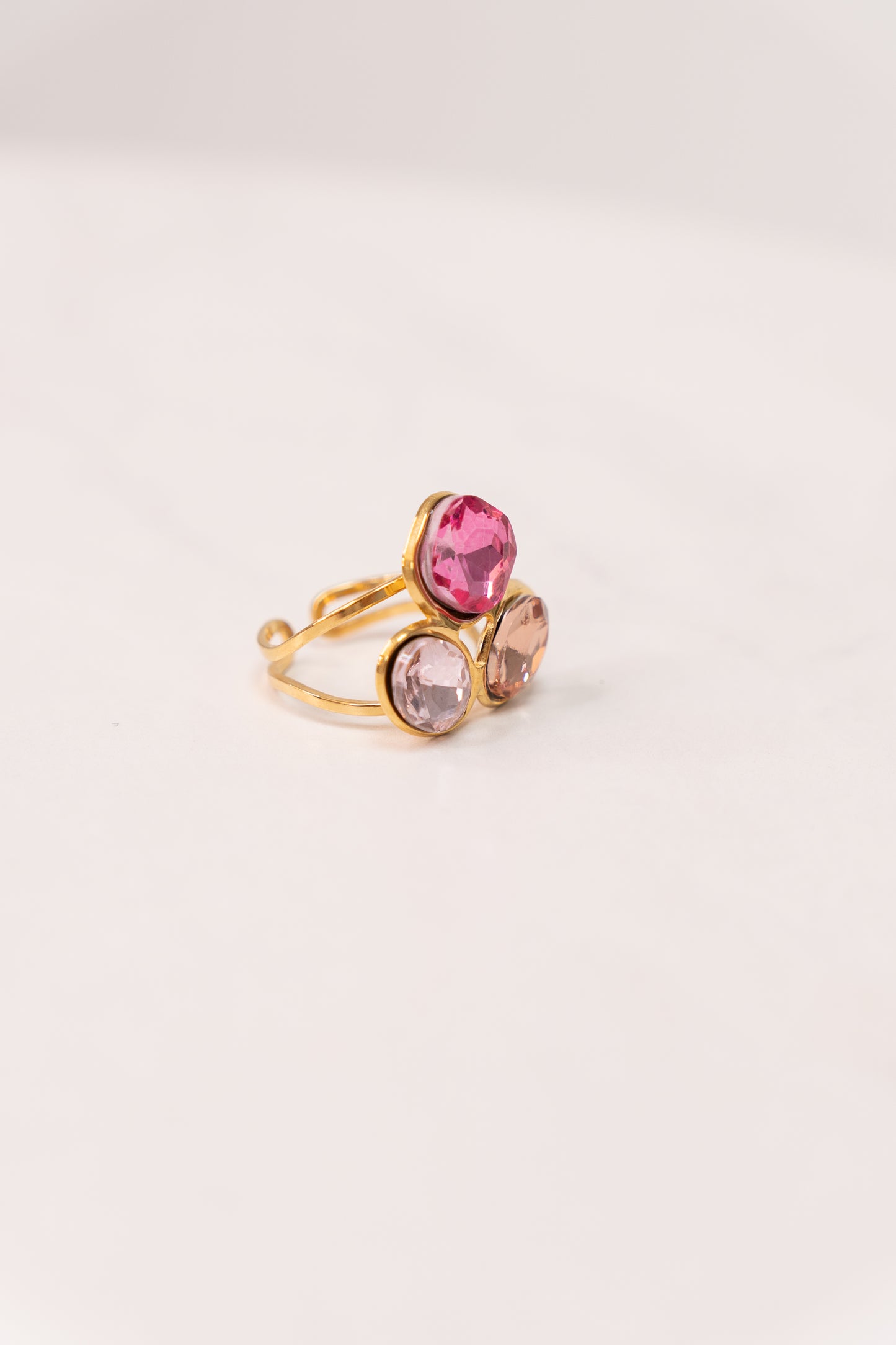 Olive Gemstone Ring In Pink Mix