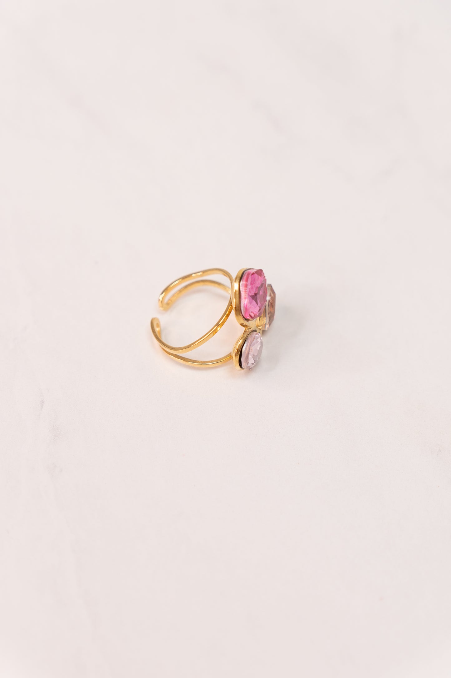 Olive Gemstone Ring In Pink Mix