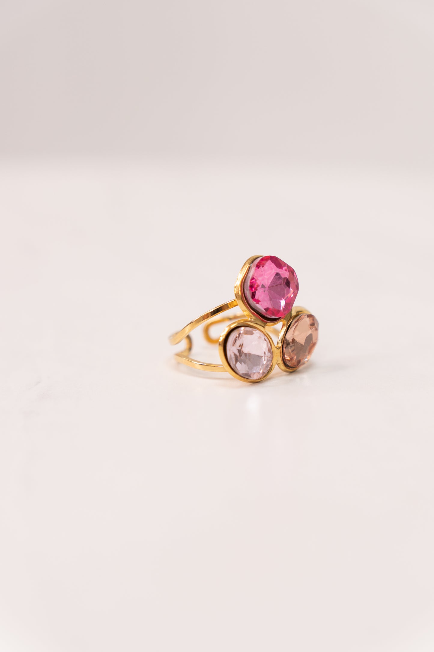 Olive Gemstone Ring In Pink Mix