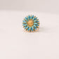Olive Floral Ring In Turquoise