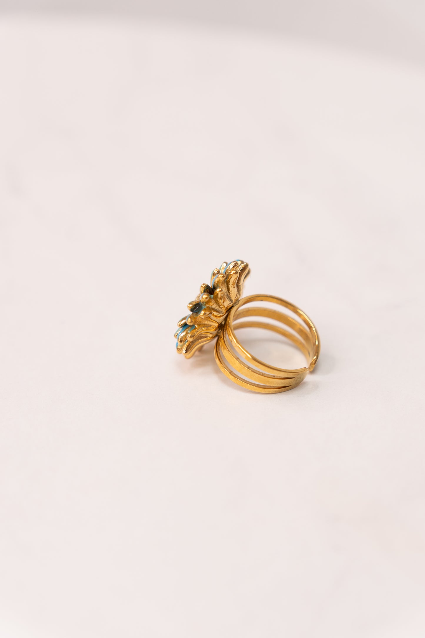 Olive Floral Ring In Turquoise