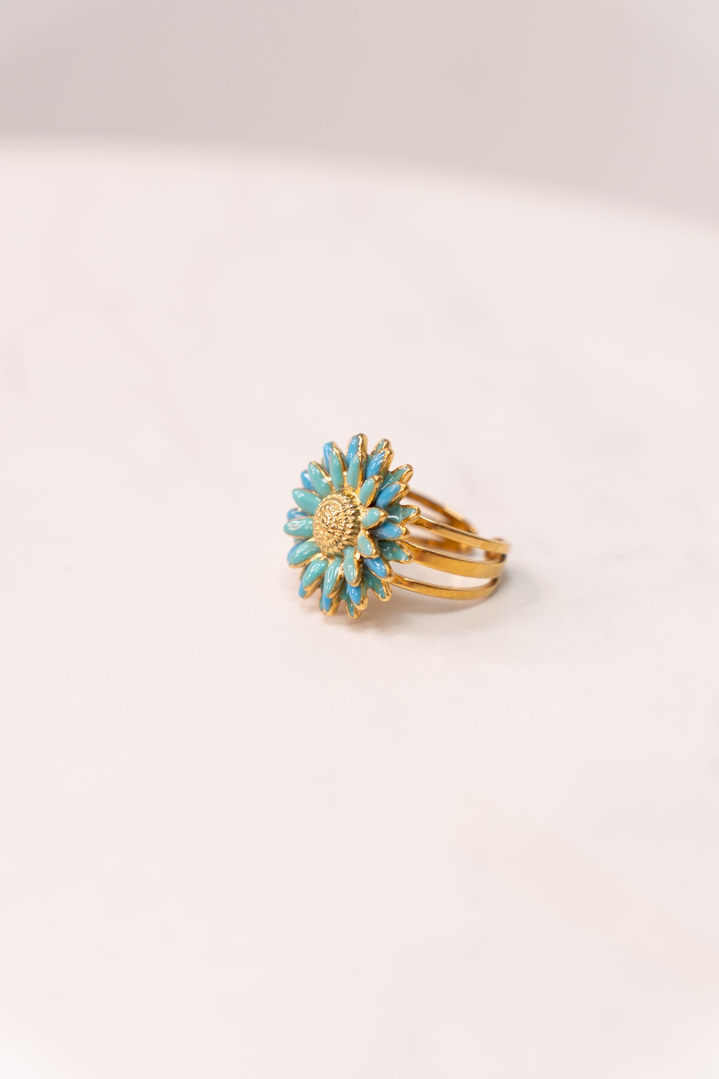 Olive Floral Ring In Turquoise