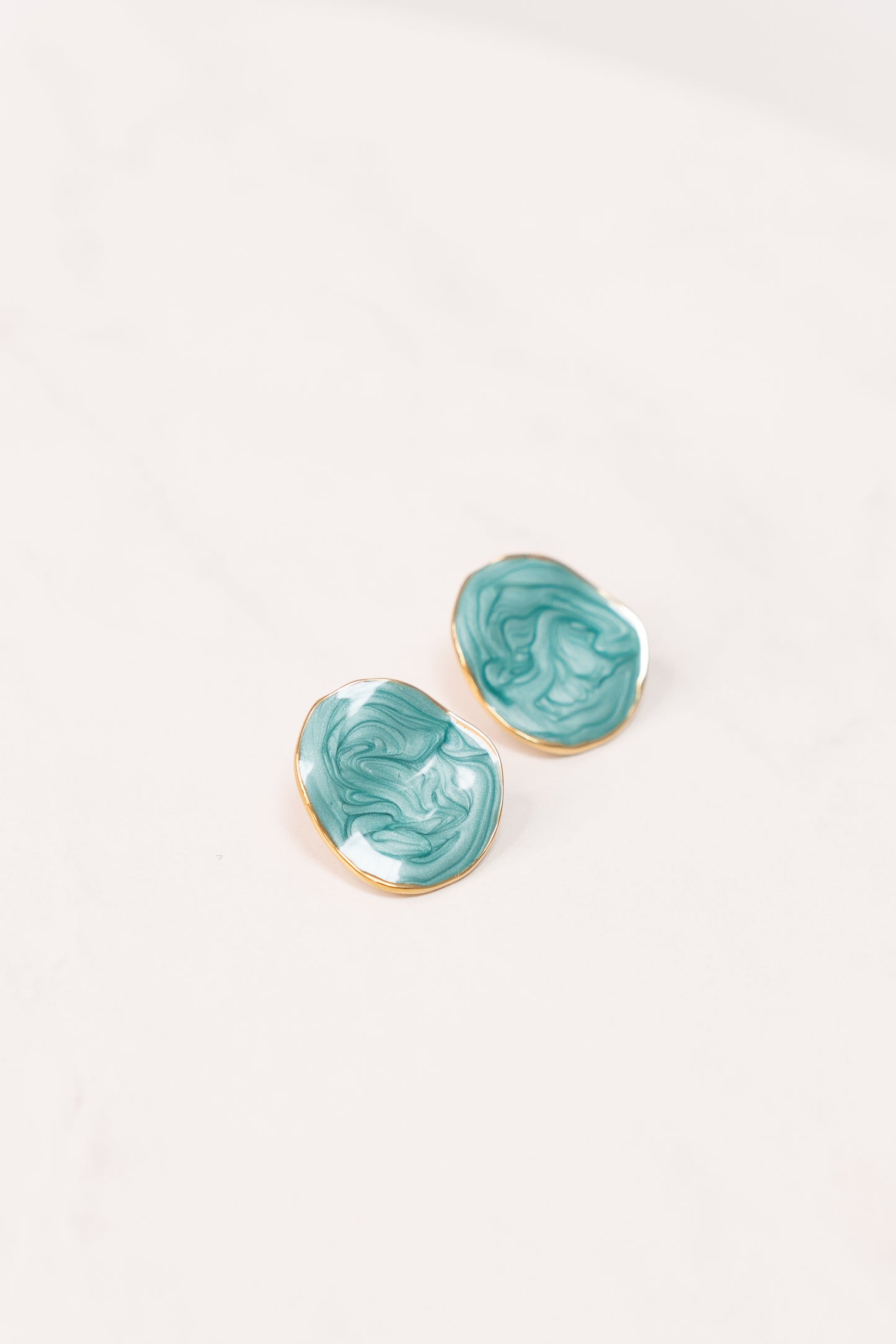Olive Marbled Earrings In Turquoise