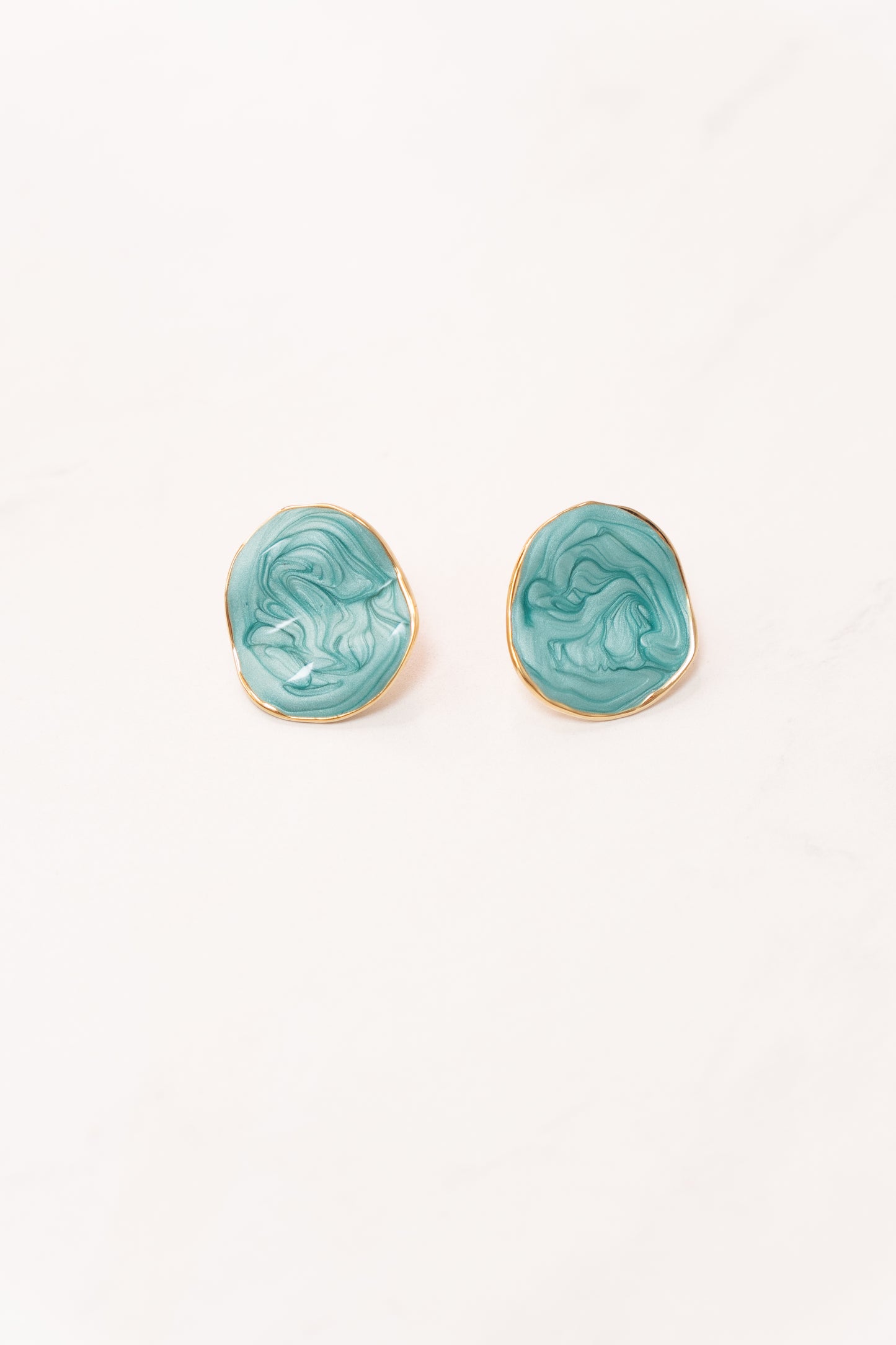 Olive Marbled Earrings In Turquoise