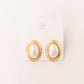 Olive Pearl Centre Oval Earring In Gold