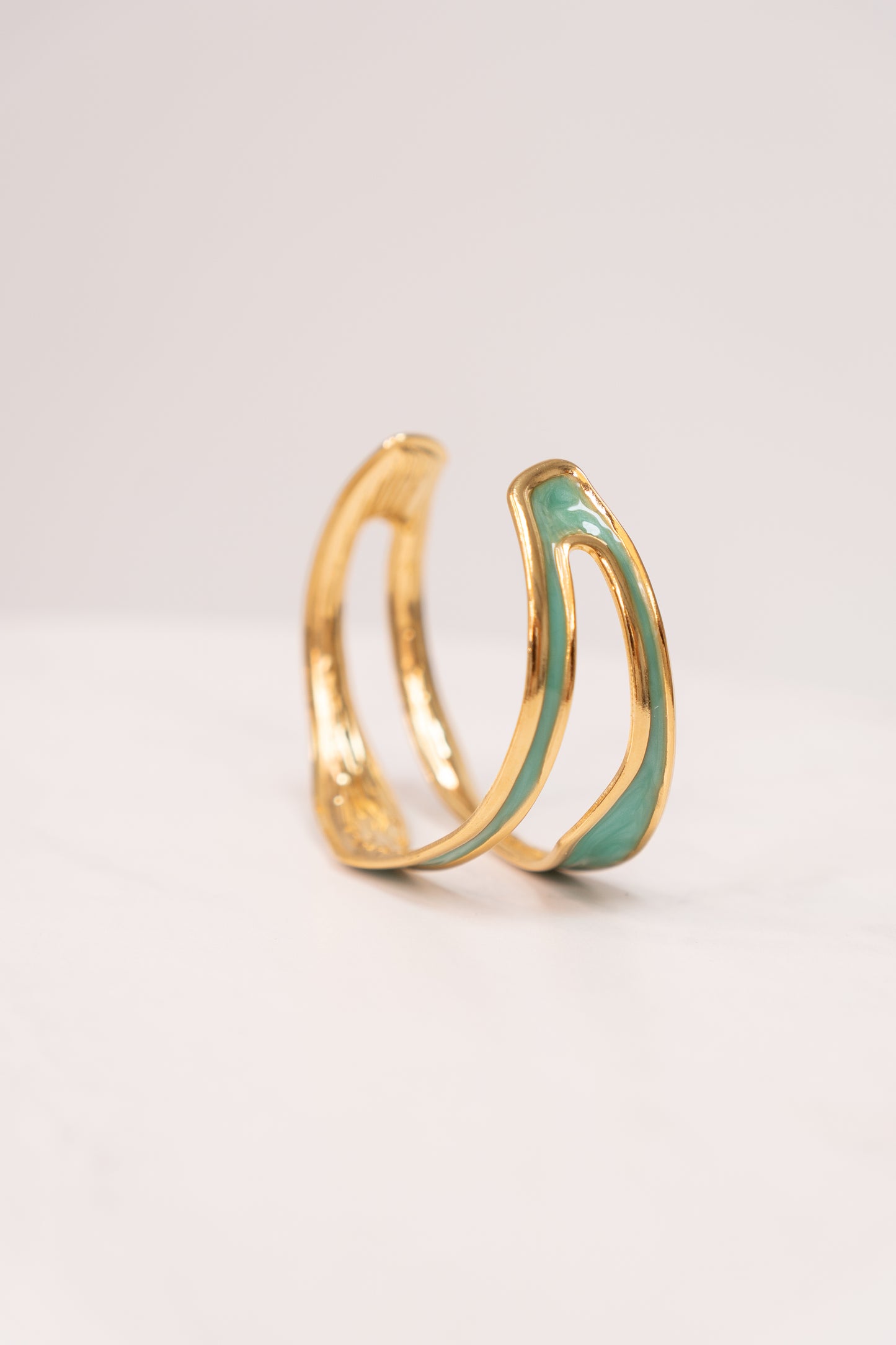Olive Enamel Inset Bangle In Turquoise