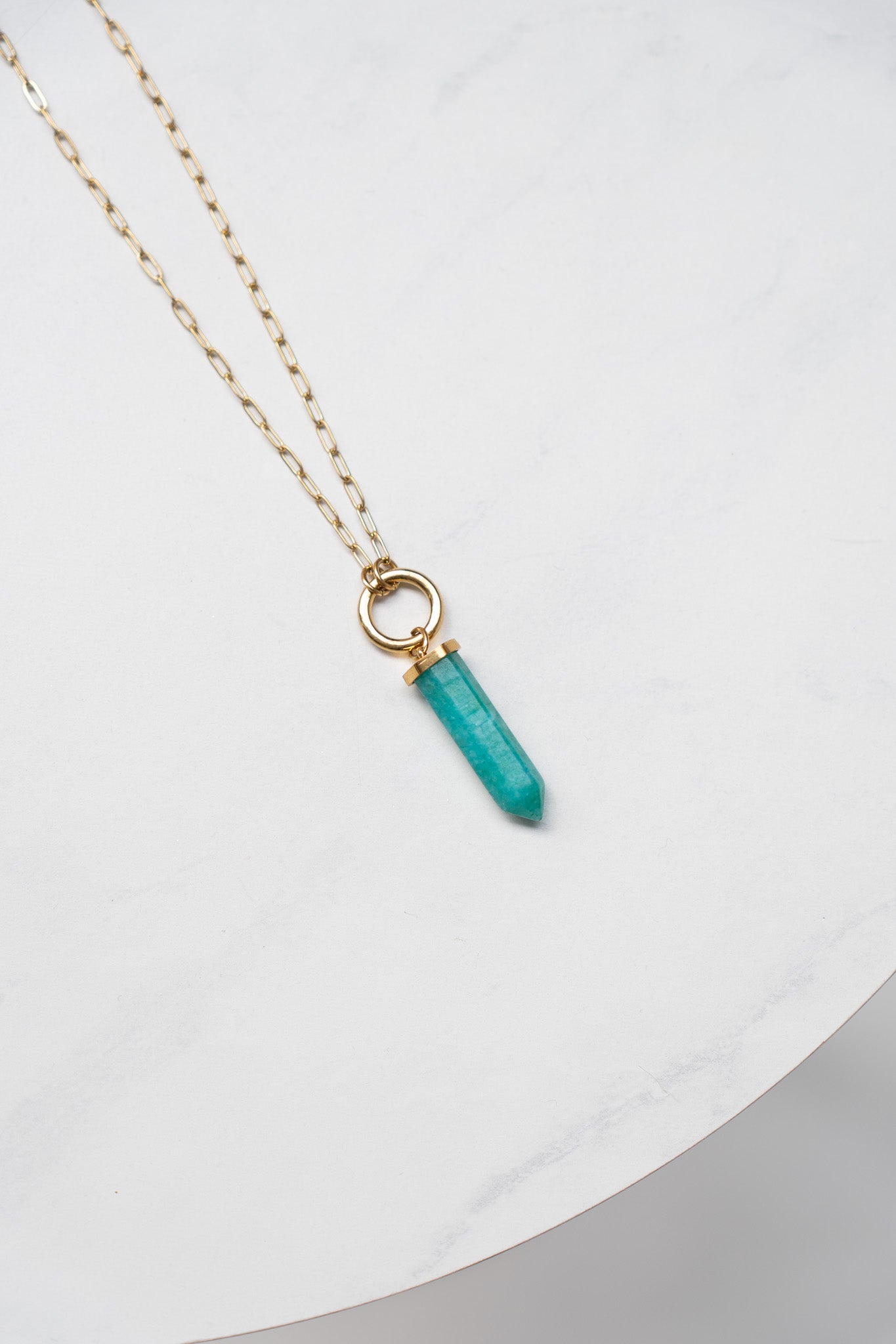 Olive Column Pendant Necklace In Turquoise