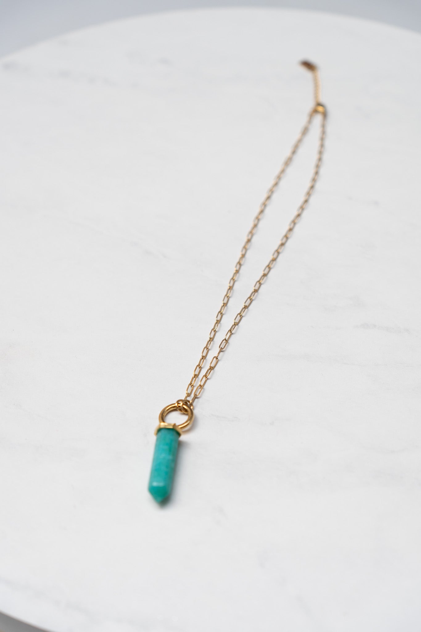 Olive Column Pendant Necklace In Turquoise
