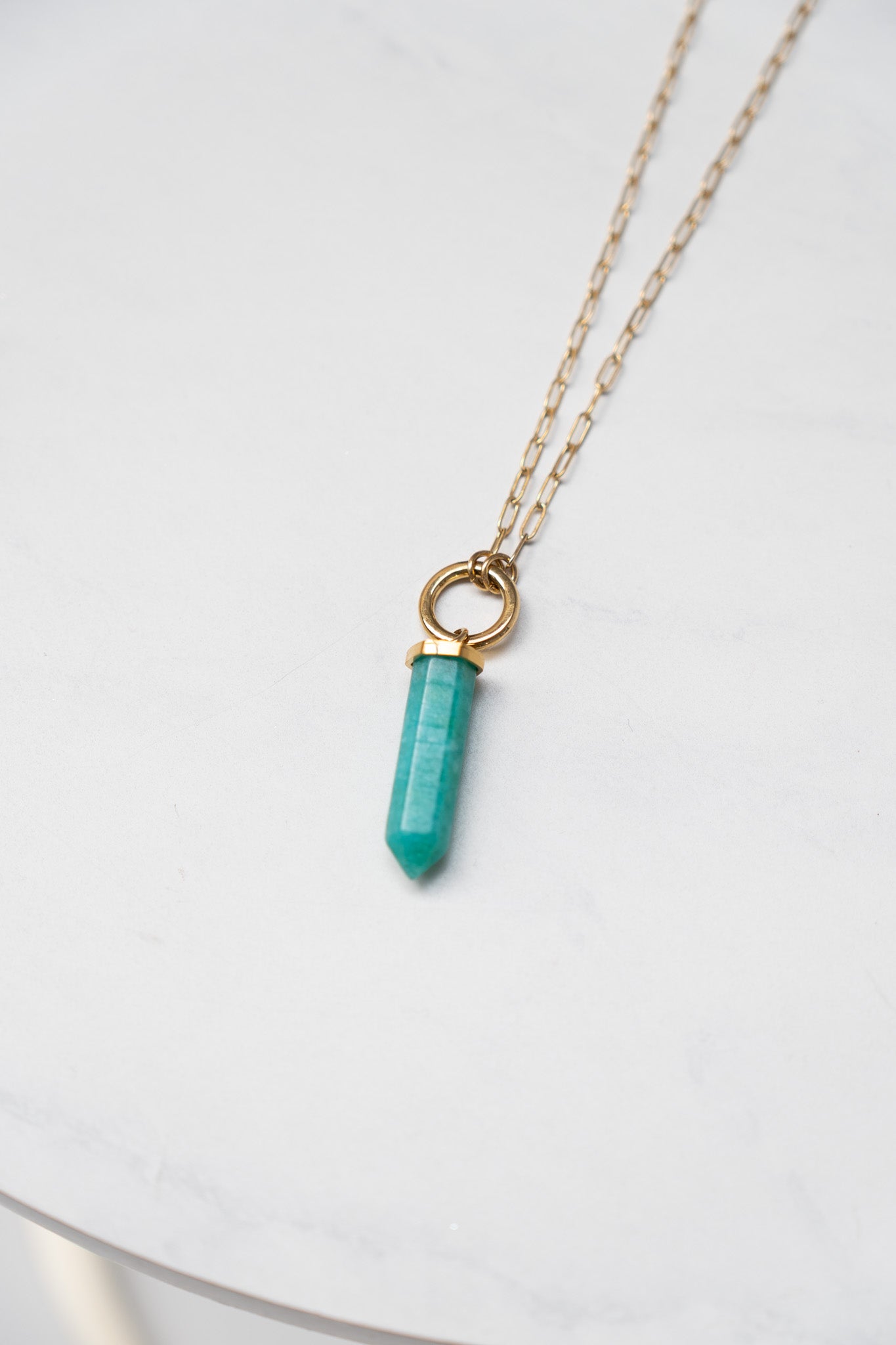 Olive Column Pendant Necklace In Turquoise
