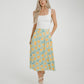 Frankie Orange & Lemon Print Skirt In Sage