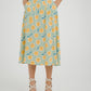 Frankie Orange & Lemon Print Skirt In Sage
