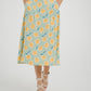 Frankie Orange & Lemon Print Skirt In Sage
