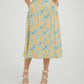Frankie Orange & Lemon Print Skirt In Sage