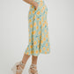 Frankie Orange & Lemon Print Skirt In Sage