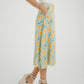 Frankie Orange & Lemon Print Skirt In Sage