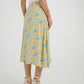 Frankie Orange & Lemon Print Skirt In Sage