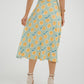 Frankie Orange & Lemon Print Skirt In Sage