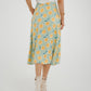 Frankie Orange & Lemon Print Skirt In Sage