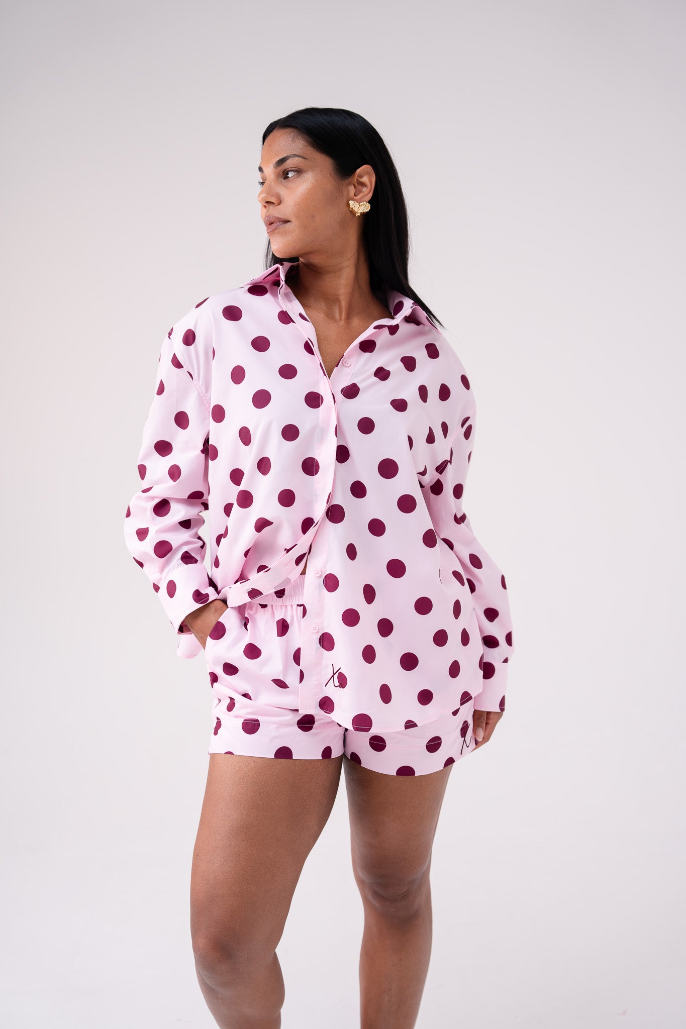 Love Laura Polka Dot Shirt In Pink
