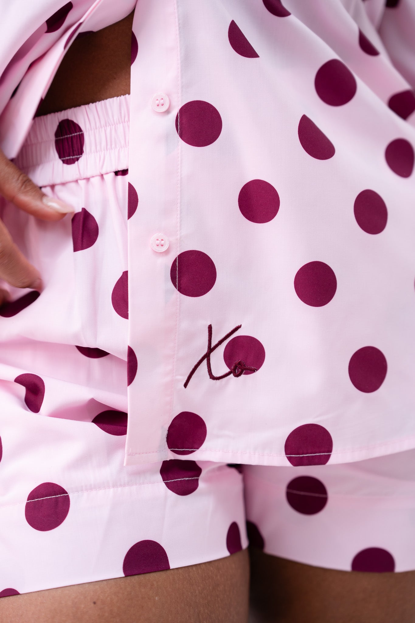 Love Laura Polka Dot Shirt In Pink
