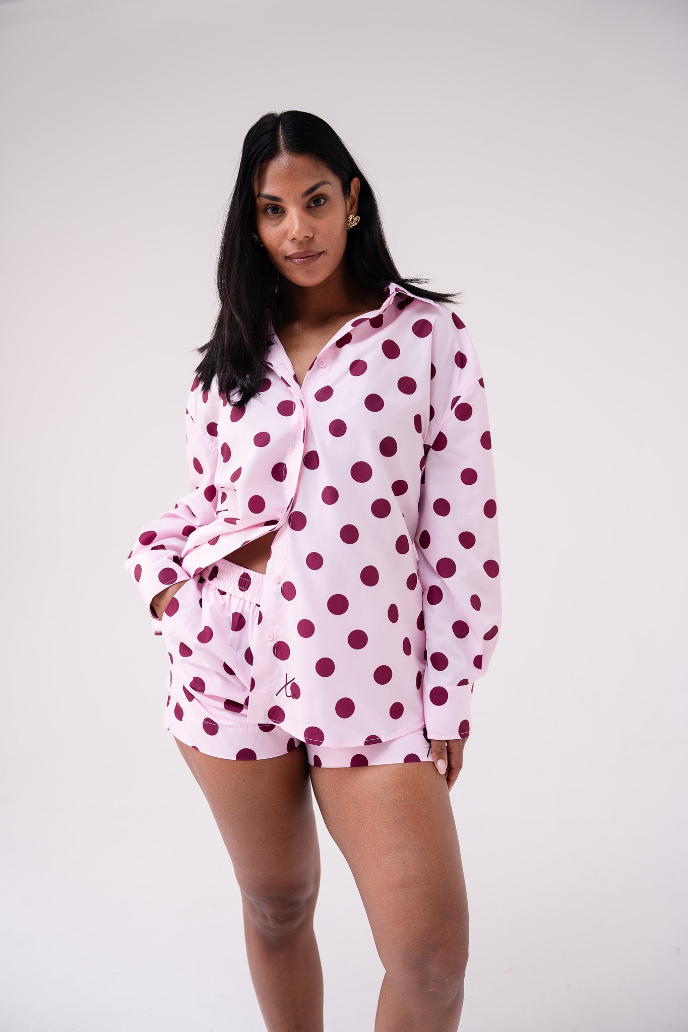 Love Laura Polka Dot Shirt In Pink