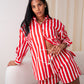 Love Laura Stripe Shorts In Red & White