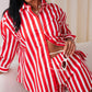 Love Laura Stripe Shirt In Red & White