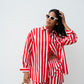 Love Laura Stripe Shirt In Red & White