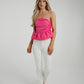 Holly Strapless Peplum Top In Pink