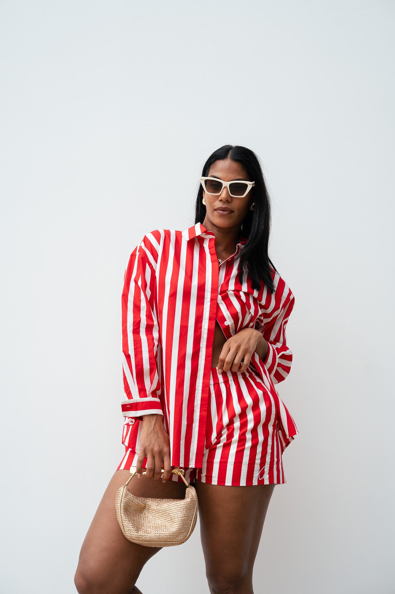 Love Laura Stripe Shirt In Red & White
