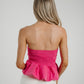 Holly Strapless Peplum Top In Pink