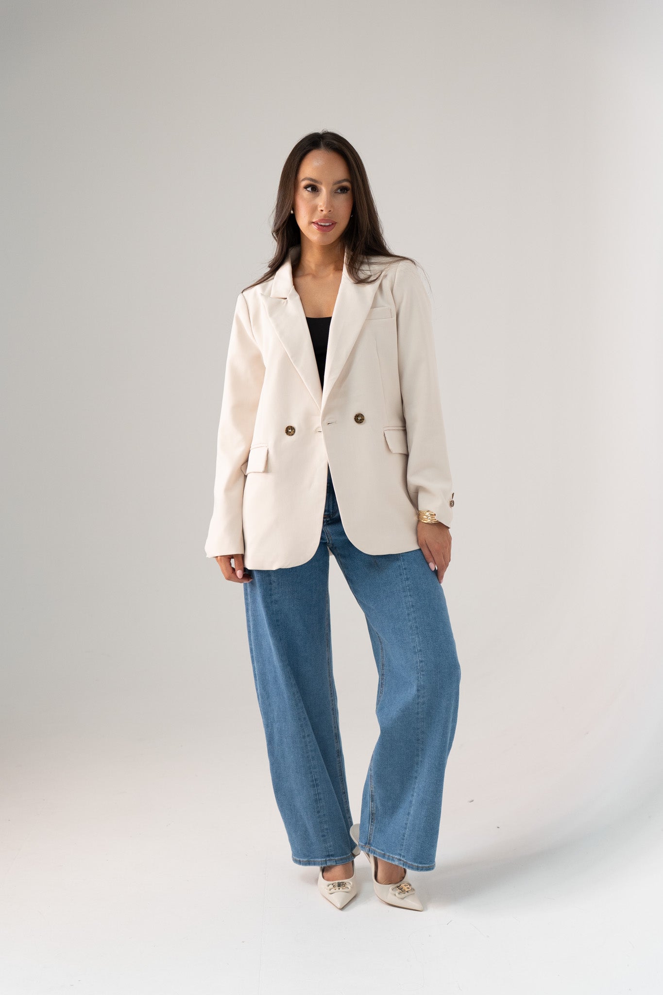 Love Laura Blazer In Neutral