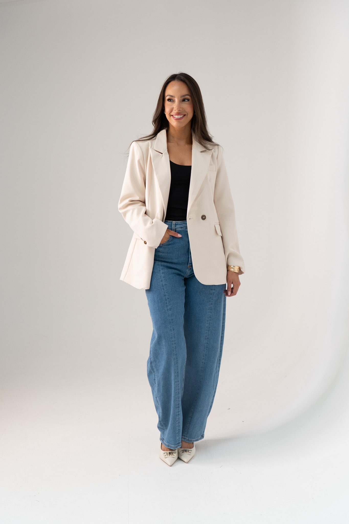 Love Laura Blazer In Neutral