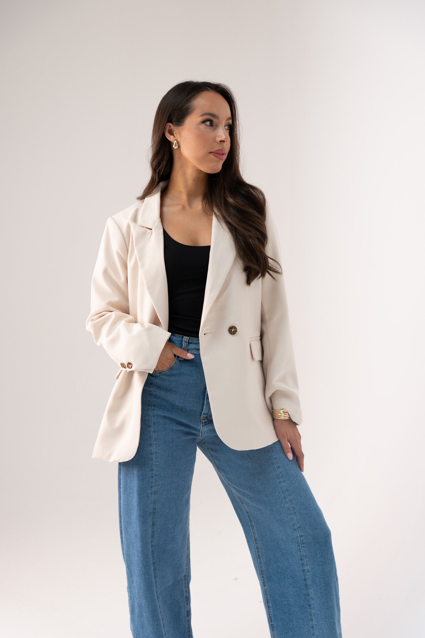Love Laura Blazer In Neutral