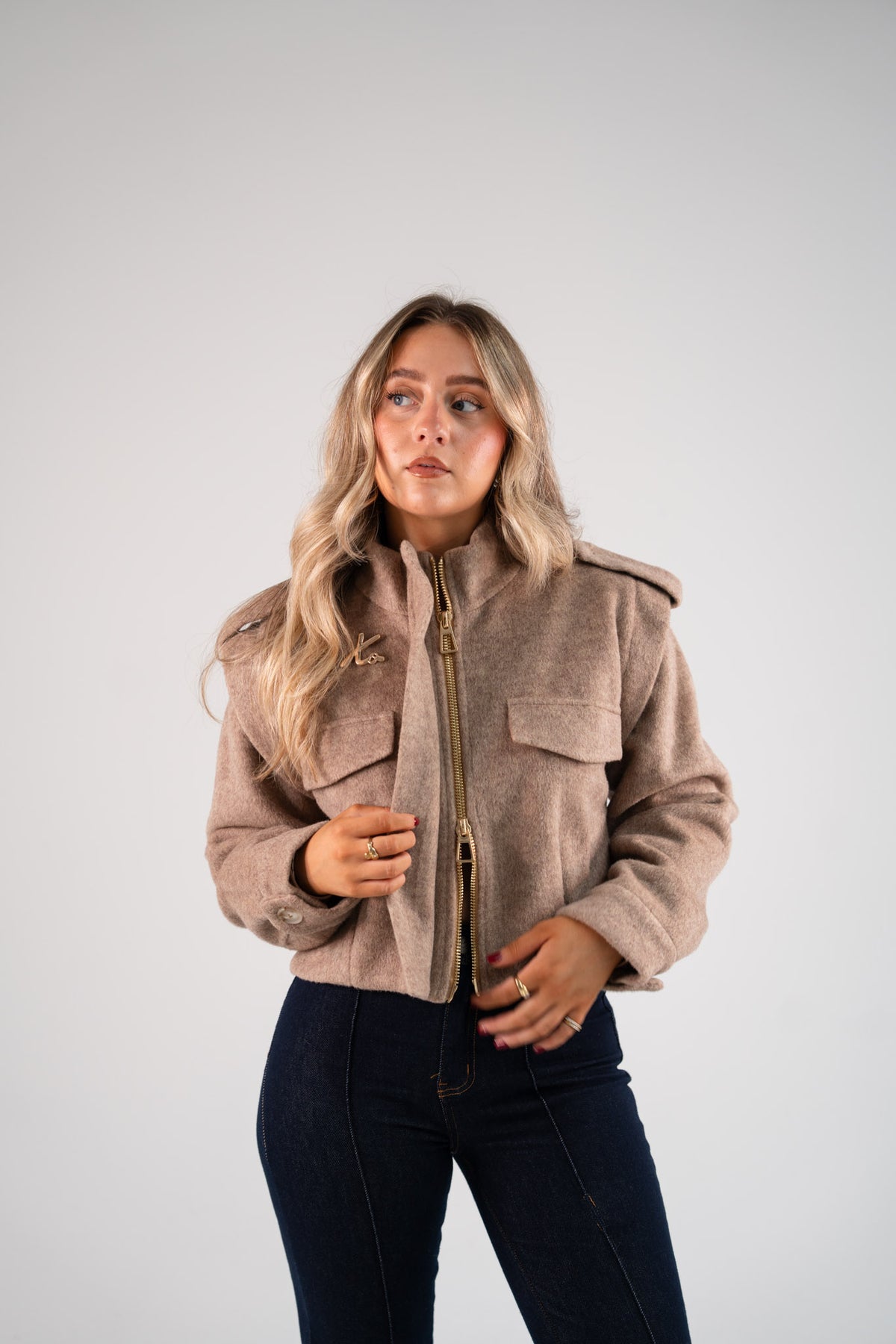 Love Laura Wool Utility Jacket In Beige