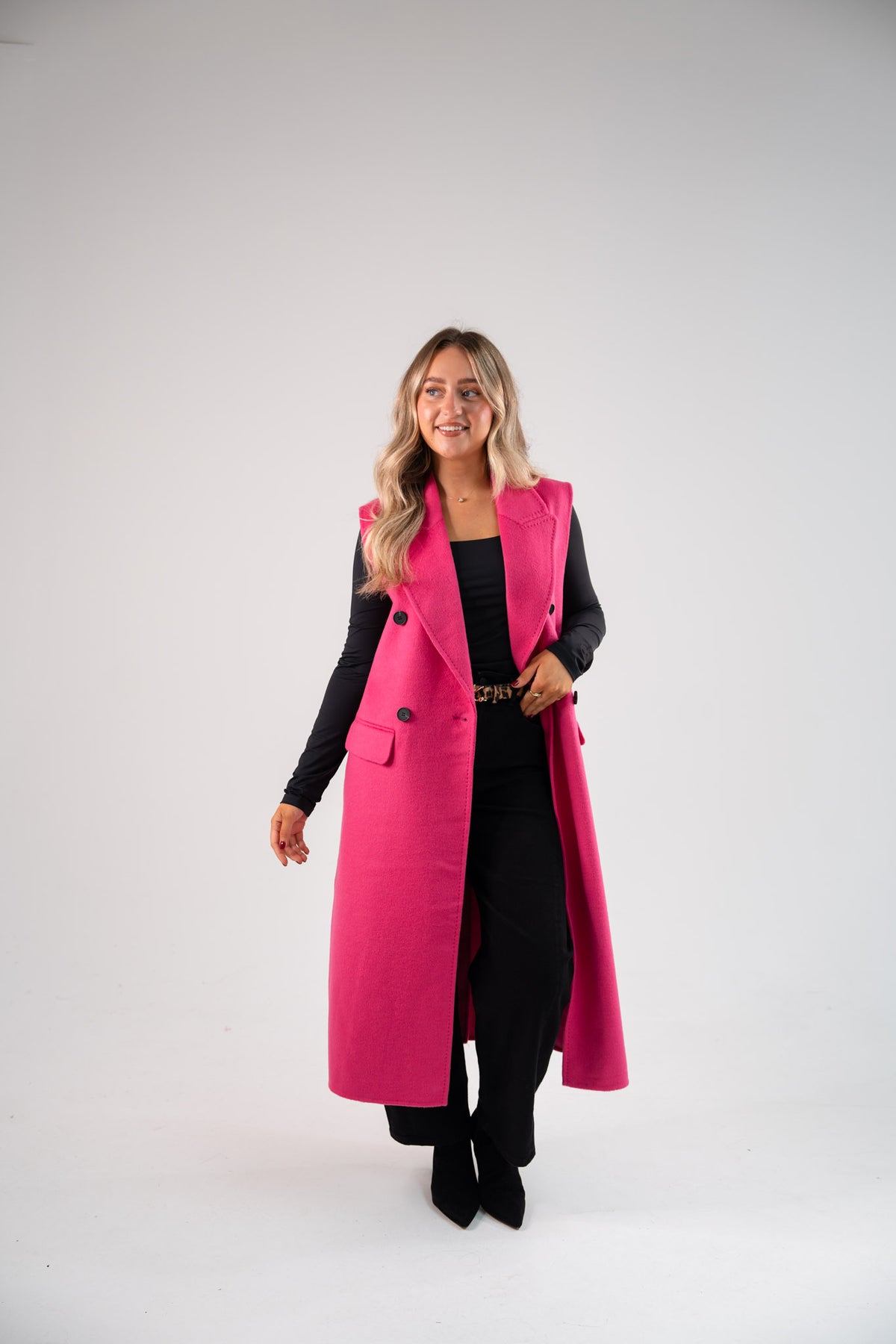 Love Laura Three Way Edit Coat In Fuchsia