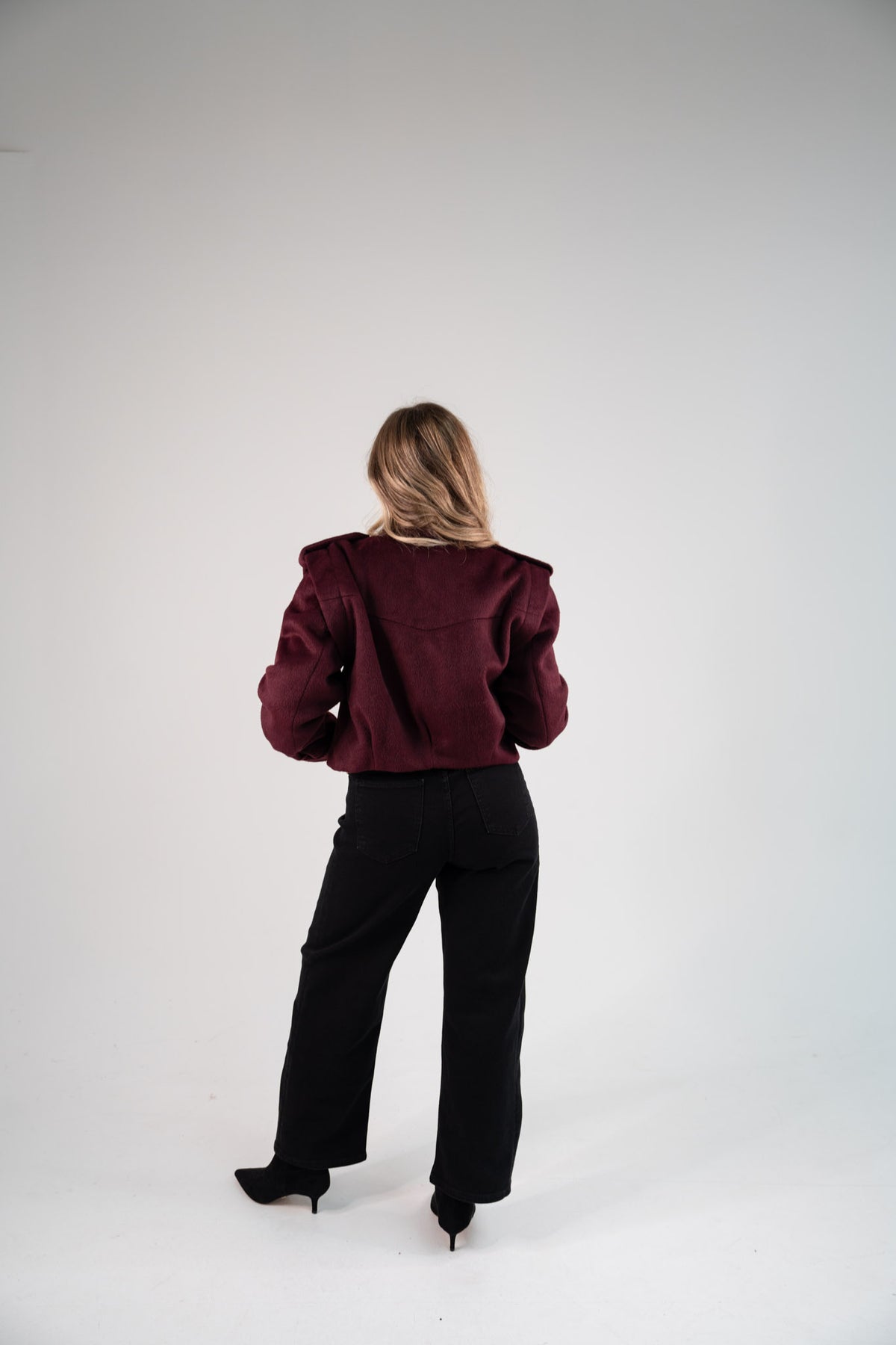 Love Laura Wool Utility Jacket In Burgundy
