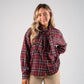 Megan Tie Neck Shirt In Red Check