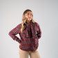 Megan Tie Neck Shirt In Red Check