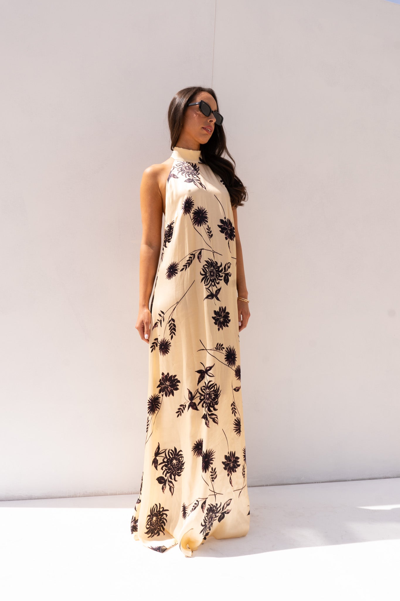 Eva High Neck Dress In Black & Cream