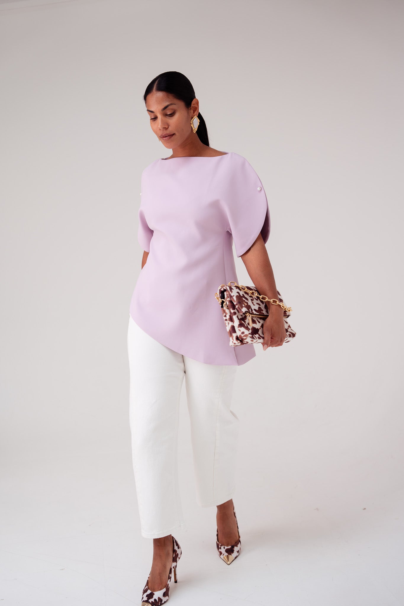 Love Laura Statement Sleeve Top In Lilac