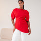 Love Laura Statement Sleeve Top In Red