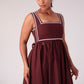 Love Laura Heart Embroidered Dress In Chocolate