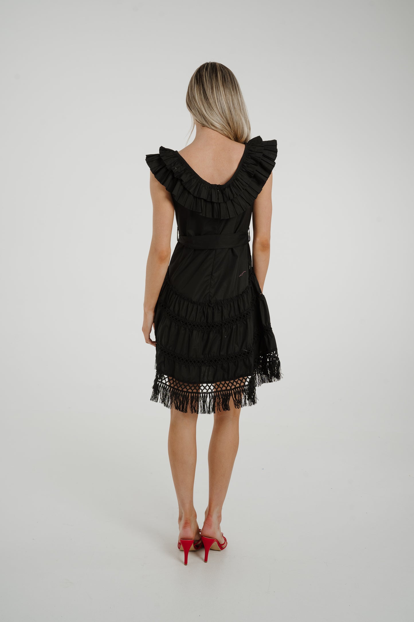 Flynn Tassel Hem Dress In Black