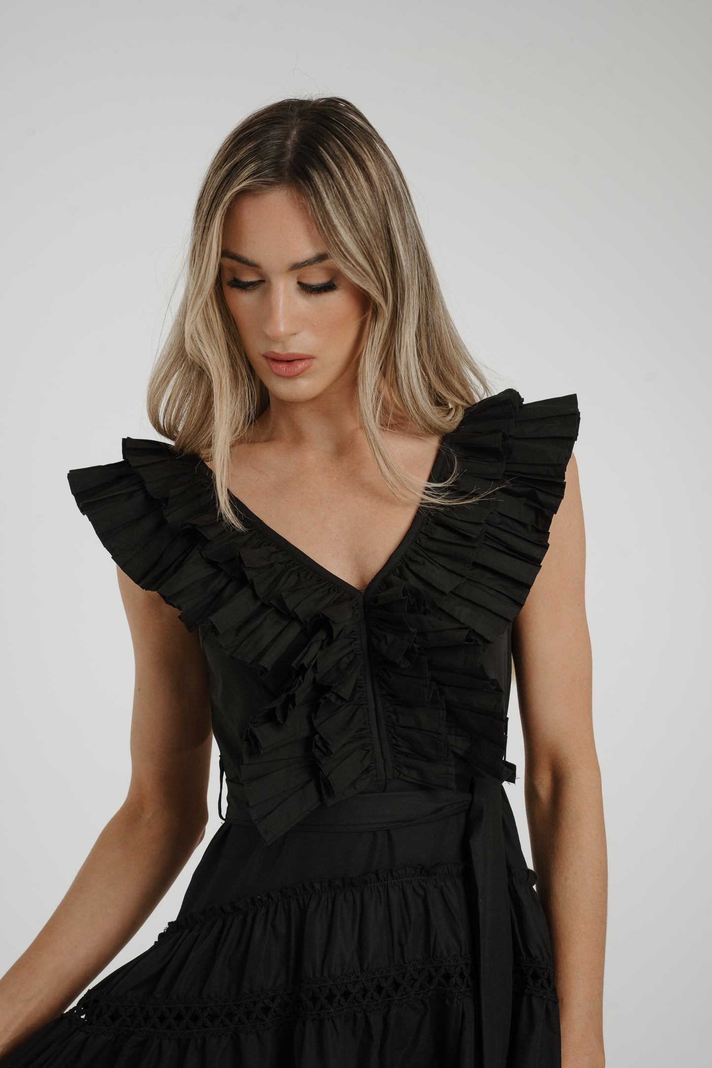 Flynn Tassel Hem Dress In Black