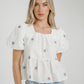 Holly Blue Floral Top In White