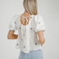 Holly Blue Floral Top In White